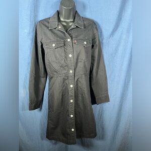 NWT Levi’s classic black denim snap-front mini-dress